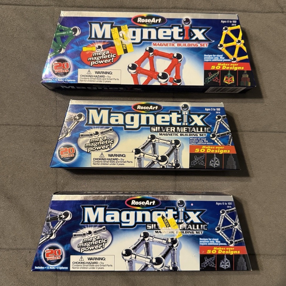 RoseArt Magnetic Building Set 60 pc 3 Boxes
